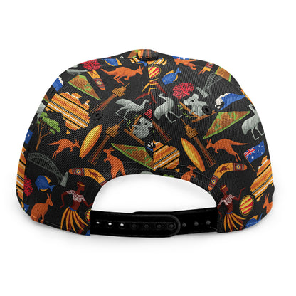 Australia Symbols Pattern Print Snapback Cap