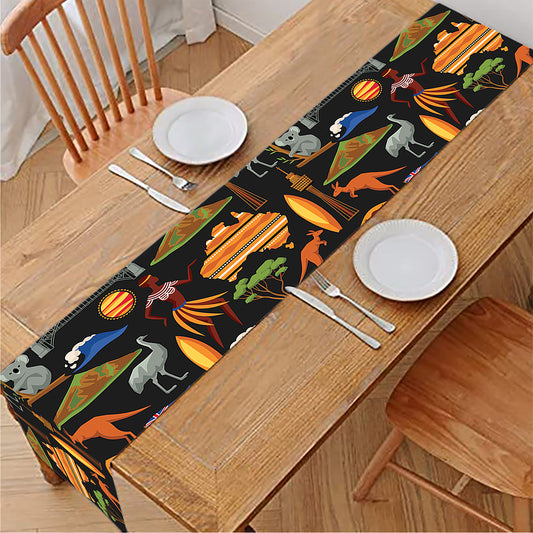 Australia Symbols Pattern Print Table Runner