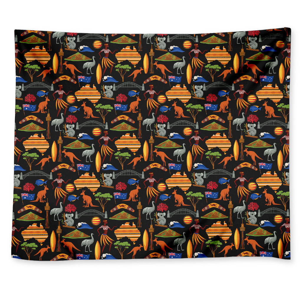 Australia Symbols Pattern Print Tapestry