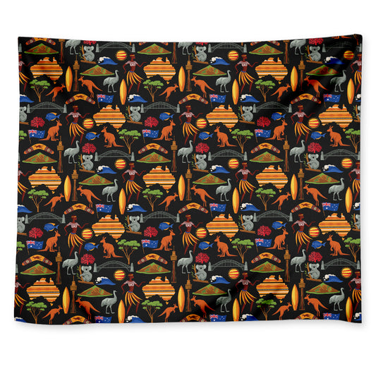 Australia Symbols Pattern Print Tapestry