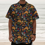 Australia Symbols Pattern Print Textured Short Sleeve Shirt