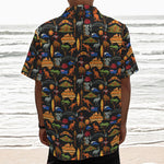 Australia Symbols Pattern Print Textured Short Sleeve Shirt