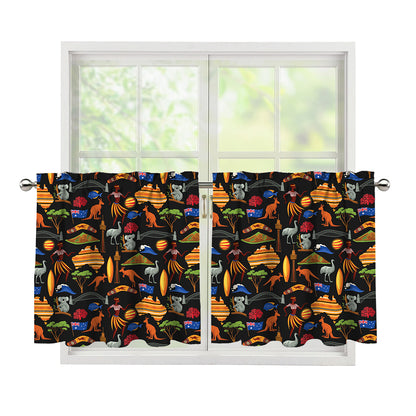 Australia Symbols Pattern Print Tier Curtains