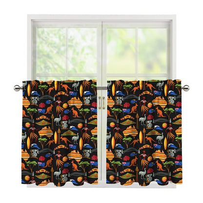 Australia Symbols Pattern Print Tier Curtains