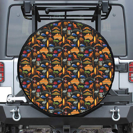 Australia Symbols Pattern Print Tire Cover