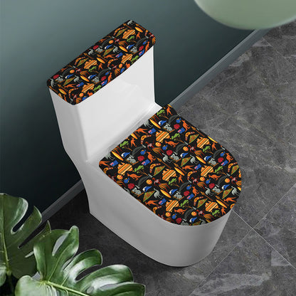 Australia Symbols Pattern Print Toilet Lid And Tank Cover Set
