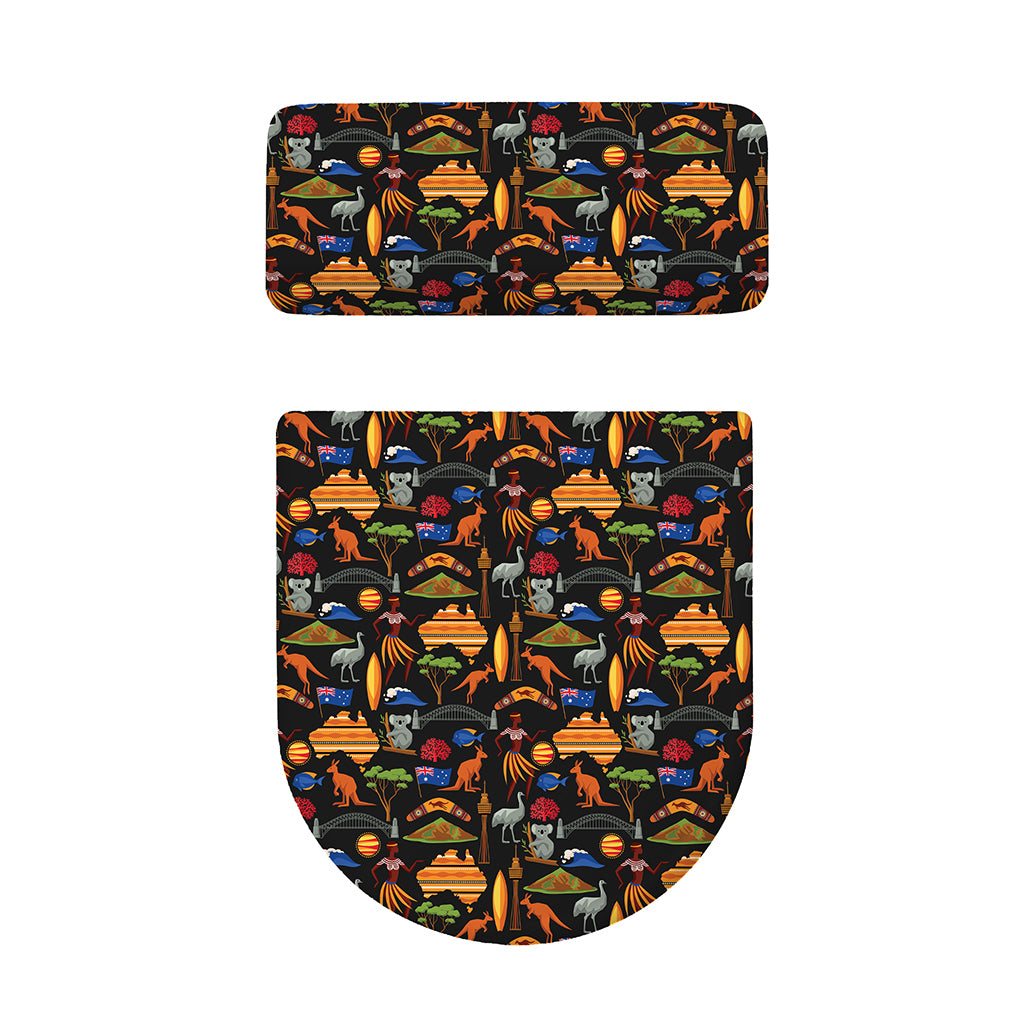 Australia Symbols Pattern Print Toilet Lid And Tank Cover Set