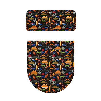 Australia Symbols Pattern Print Toilet Lid And Tank Cover Set