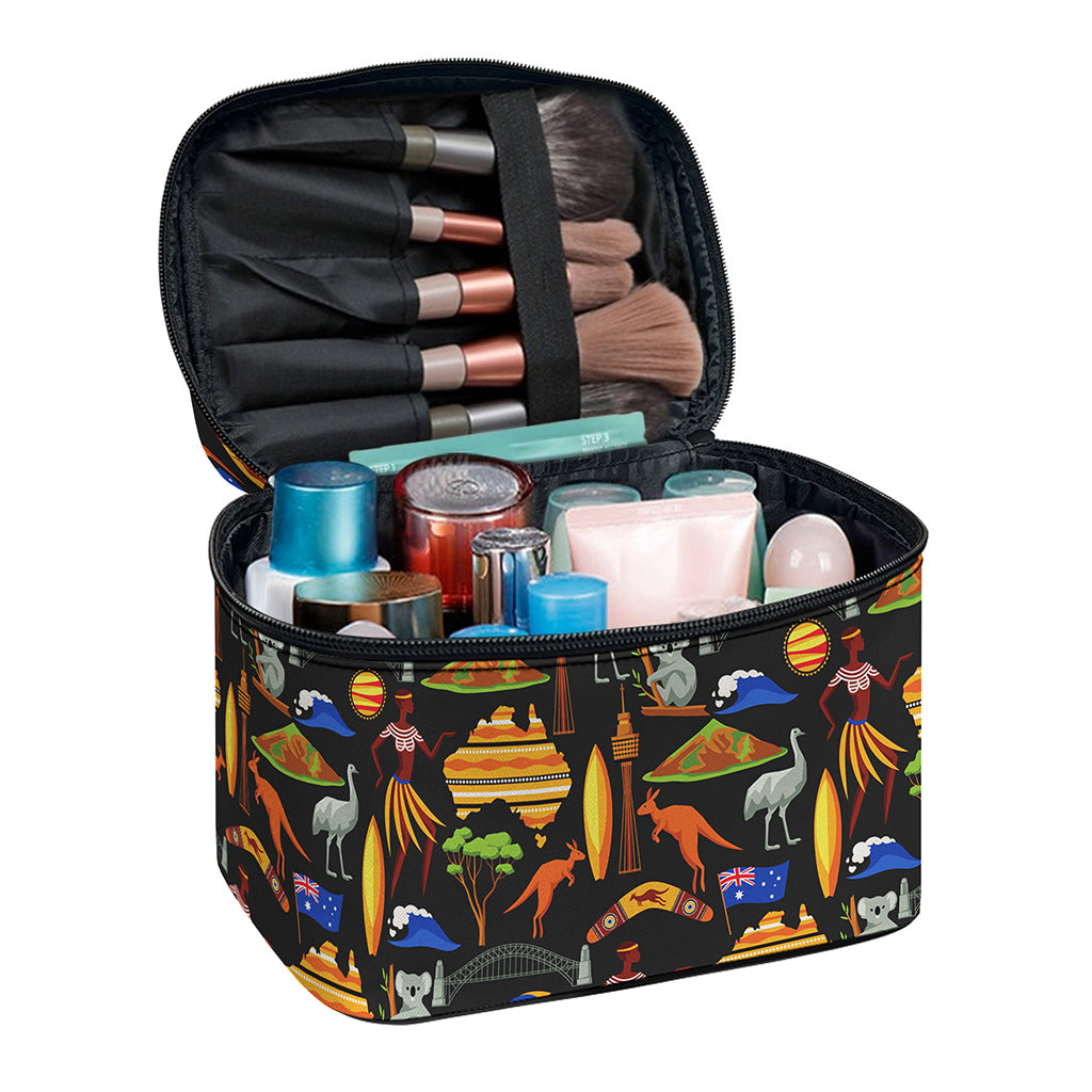 Australia Symbols Pattern Print Travel Makeup Bag