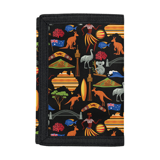 Australia Symbols Pattern Print Trifold Wallet