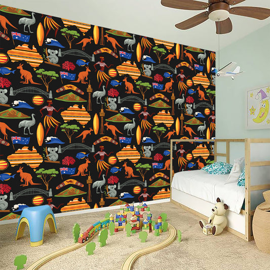 Australia Symbols Pattern Print Wall Sticker