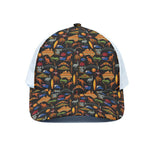 Australia Symbols Pattern Print White Mesh Trucker Cap
