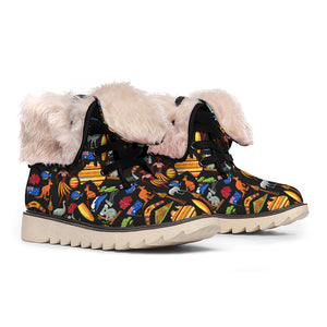 Australia Symbols Pattern Print Winter Boots