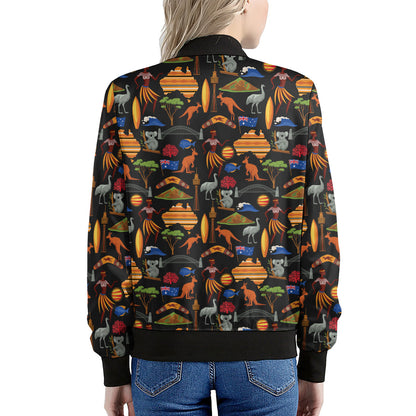 Australia Symbols Pattern Print Women's Bomber Jacket