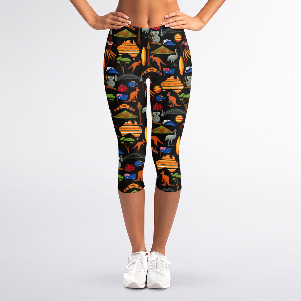 Australia Symbols Pattern Print Women's Capri Leggings