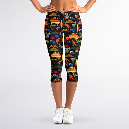 Australia Symbols Pattern Print Women's Capri Leggings