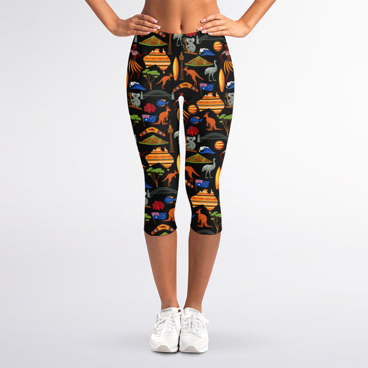 Australia Symbols Pattern Print Women's Capri Leggings