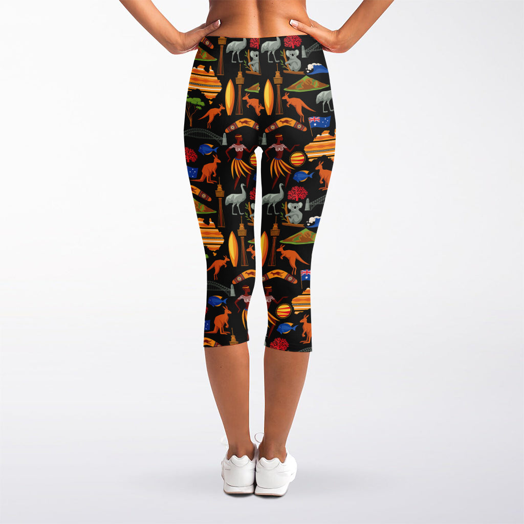 Australia Symbols Pattern Print Women's Capri Leggings