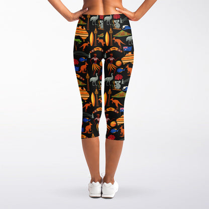 Australia Symbols Pattern Print Women's Capri Leggings