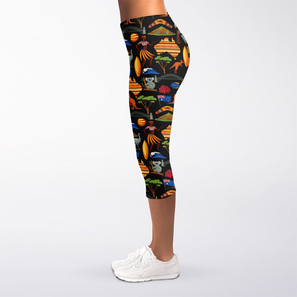 Australia Symbols Pattern Print Women's Capri Leggings