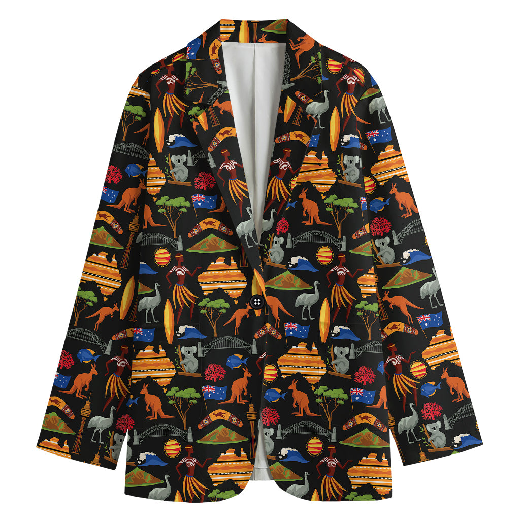 Australia Symbols Pattern Print Women's Cotton Blazer