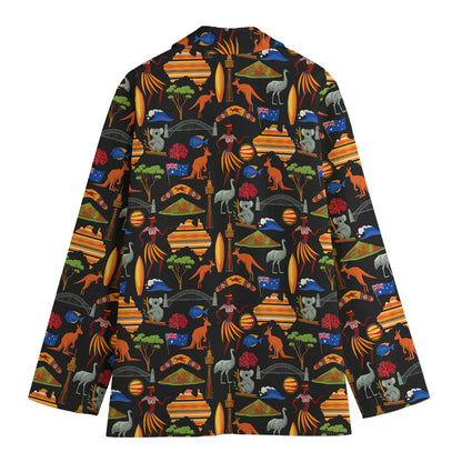 Australia Symbols Pattern Print Women's Cotton Blazer