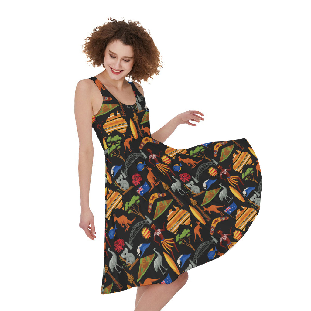 Australia Symbols Pattern Print Women's Sleeveless Dress