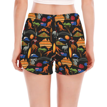 Australia Symbols Pattern Print Women's Split Running Shorts