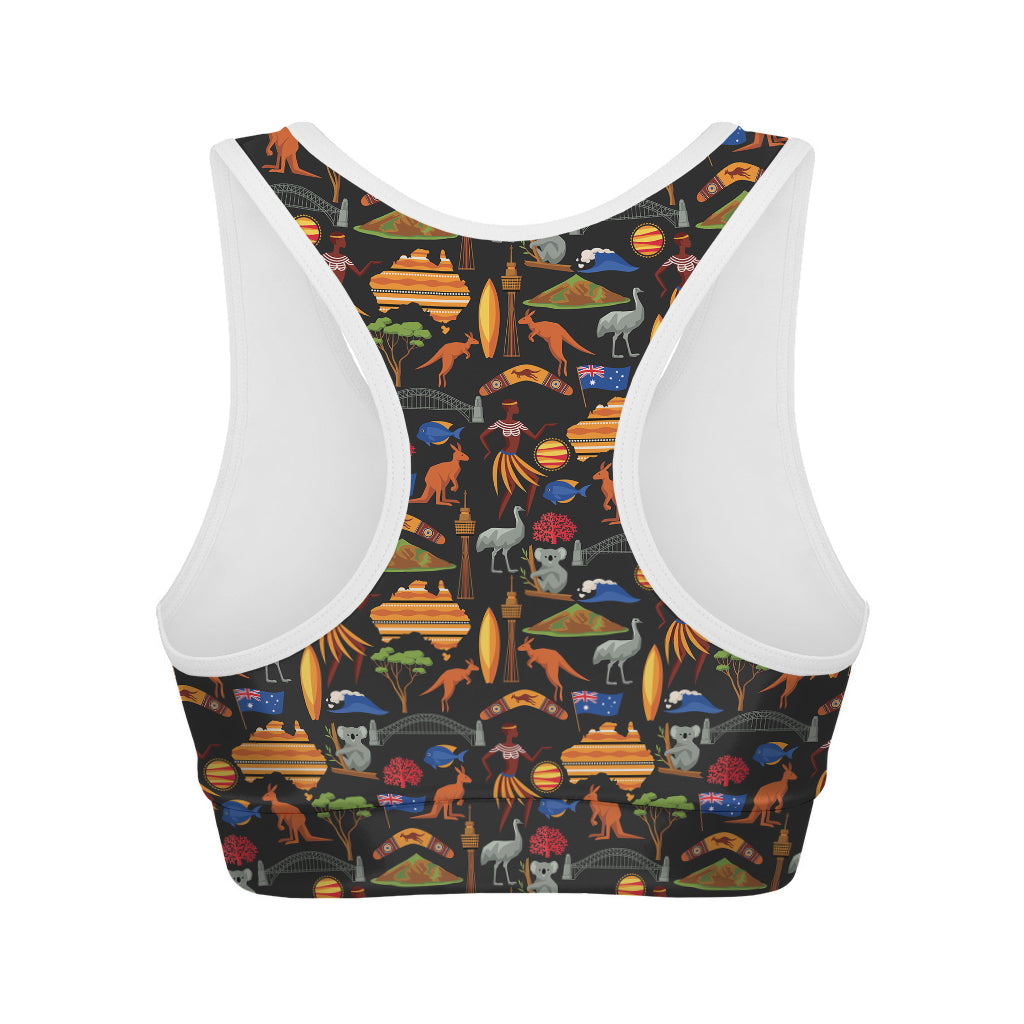 Australia Symbols Pattern Print Women's Sports Bra