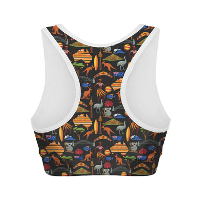 Australia Symbols Pattern Print Women's Sports Bra