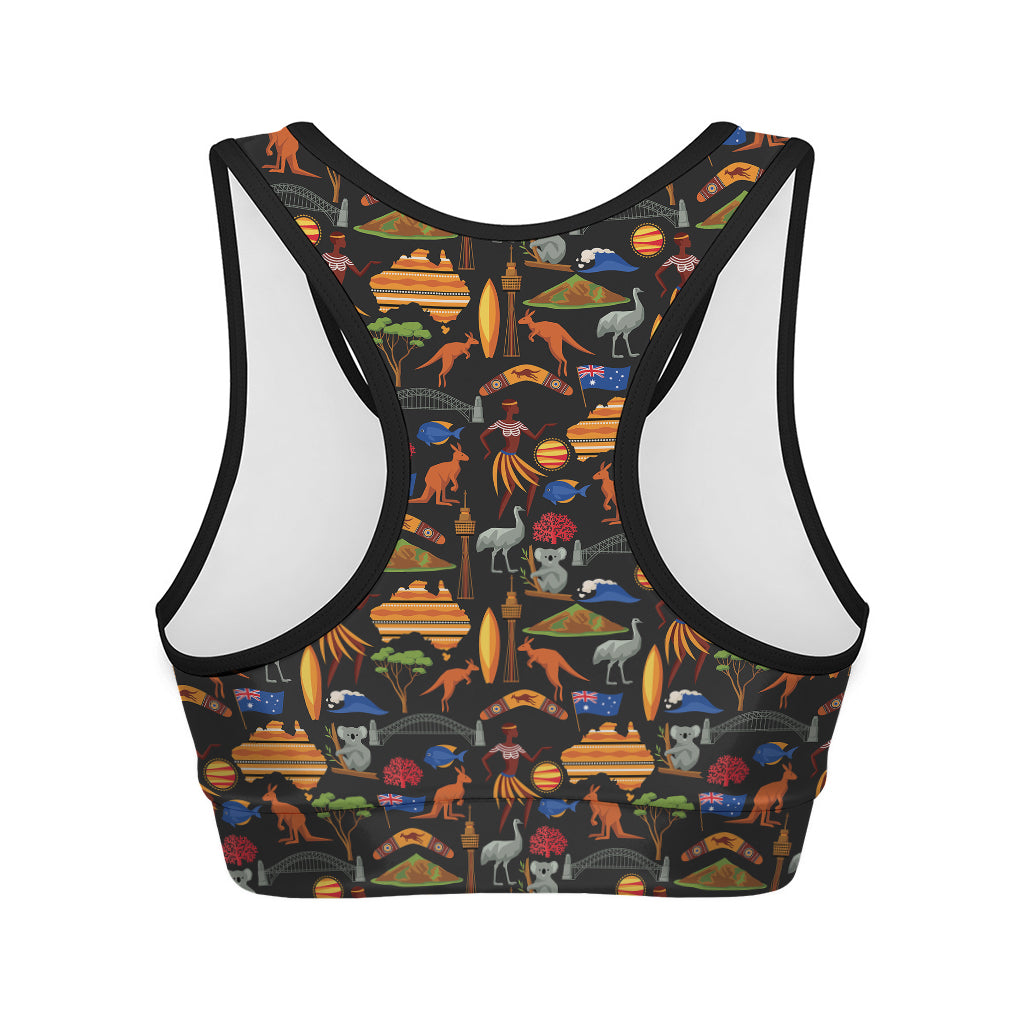 Australia Symbols Pattern Print Women's Sports Bra