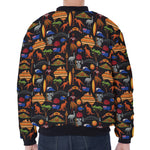 Australia Symbols Pattern Print Zip Sleeve Bomber Jacket