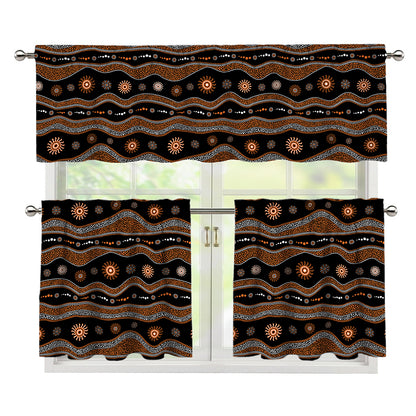 Australian Aboriginal Art Pattern Print 3 Piece Kitchen Curtains