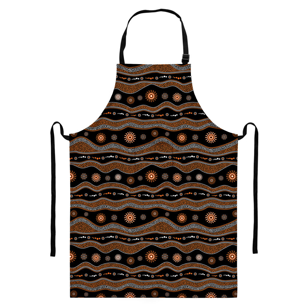 Australian Aboriginal Art Pattern Print Bib Apron With Pocket