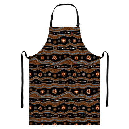 Australian Aboriginal Art Pattern Print Bib Apron With Pocket