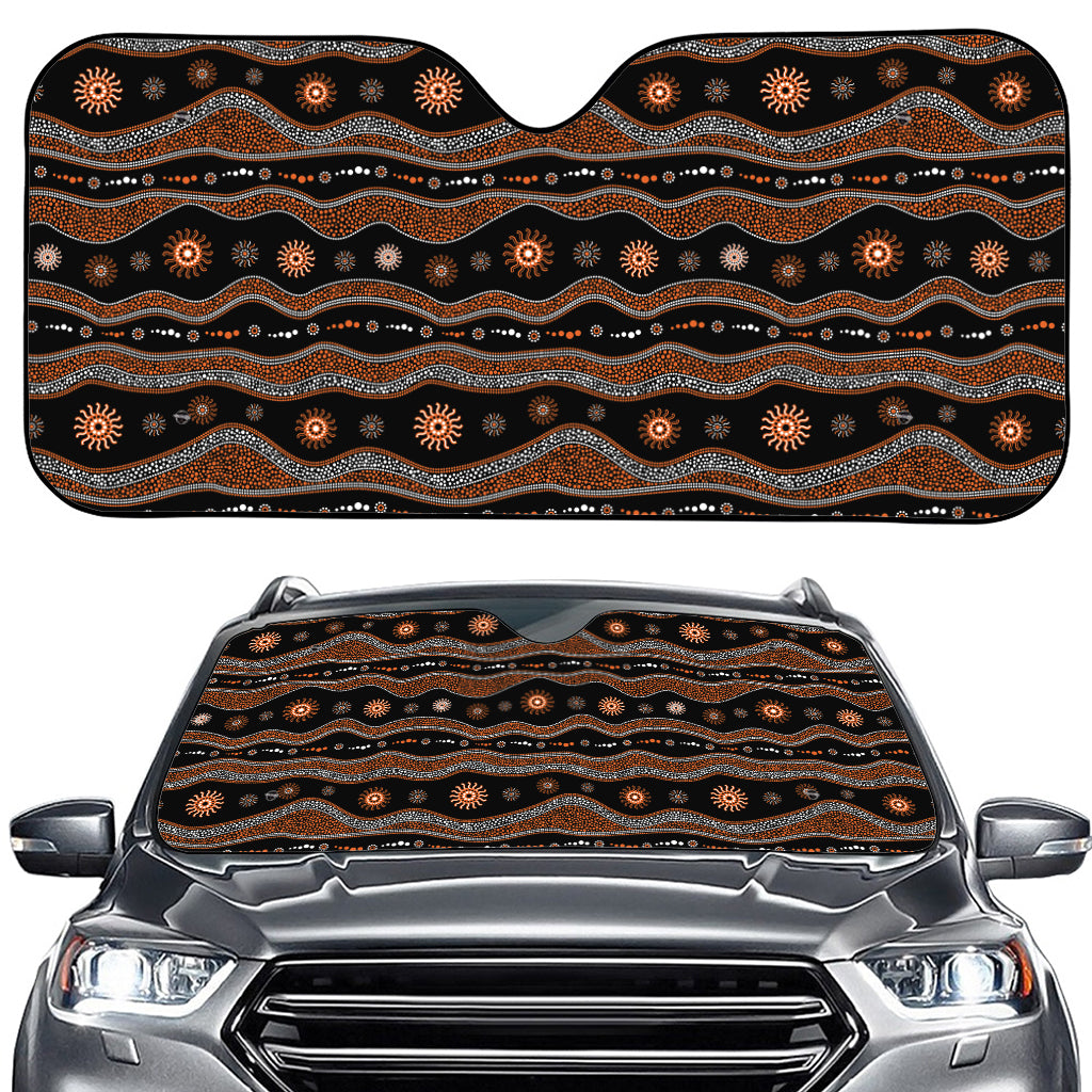 Australian Aboriginal Art Pattern Print Car Windshield Sun Shade