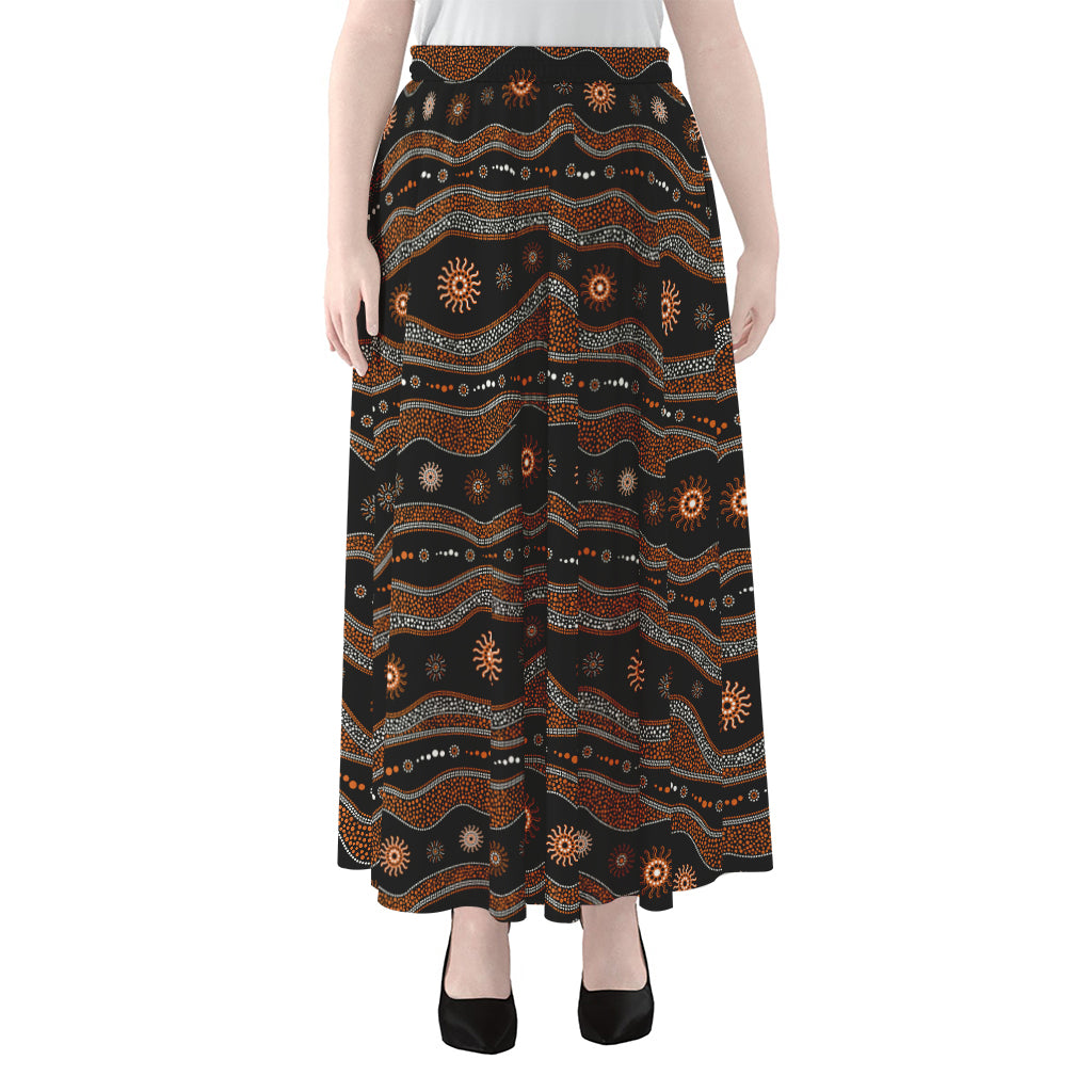 Australian Aboriginal Art Pattern Print Chiffon Maxi Skirt