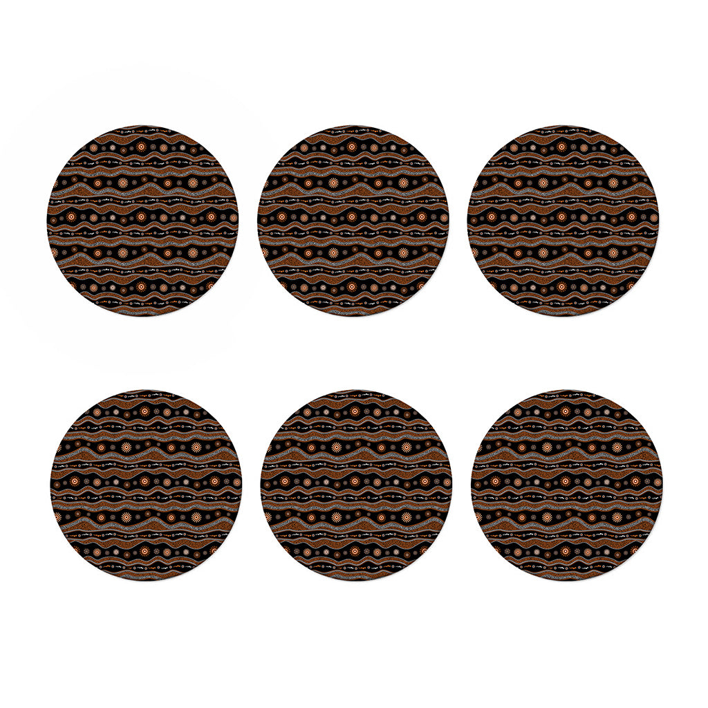Australian Aboriginal Art Pattern Print Coaster Set