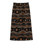 Australian Aboriginal Art Pattern Print Cotton Front Slit Maxi Skirt