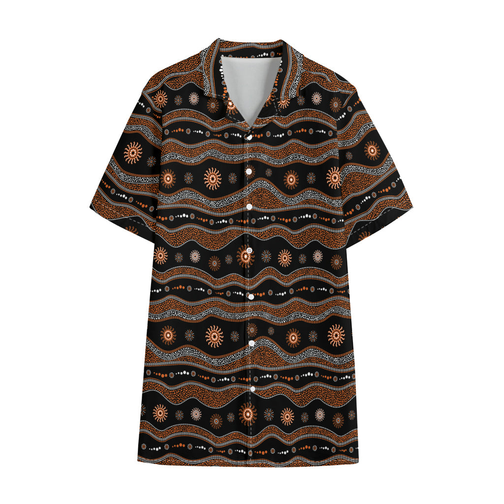 Australian Aboriginal Art Pattern Print Cotton Hawaiian Shirt