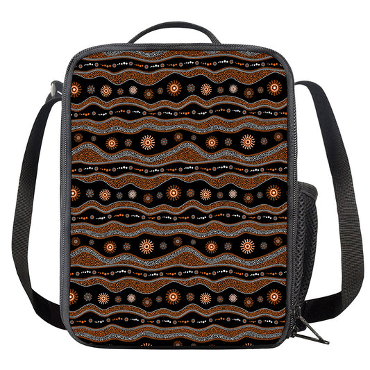 Australian Aboriginal Art Pattern Print Crossbody Lunch Bag