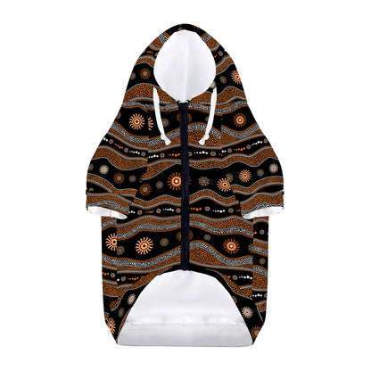 Australian Aboriginal Art Pattern Print Dog Zip Up Hoodie