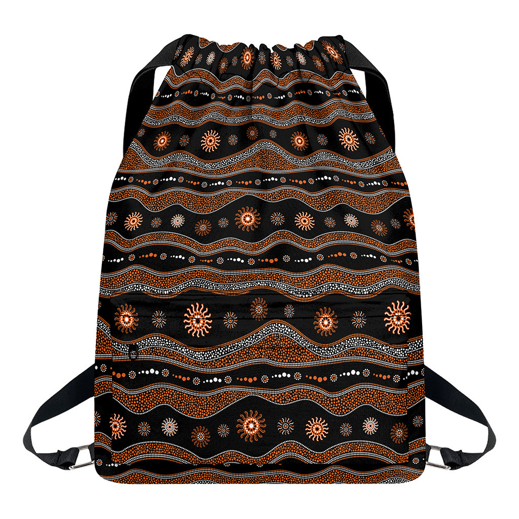 Australian Aboriginal Art Pattern Print Drawstring Backpack
