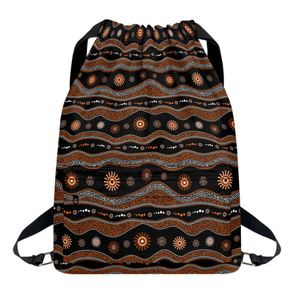 Australian Aboriginal Art Pattern Print Drawstring Backpack