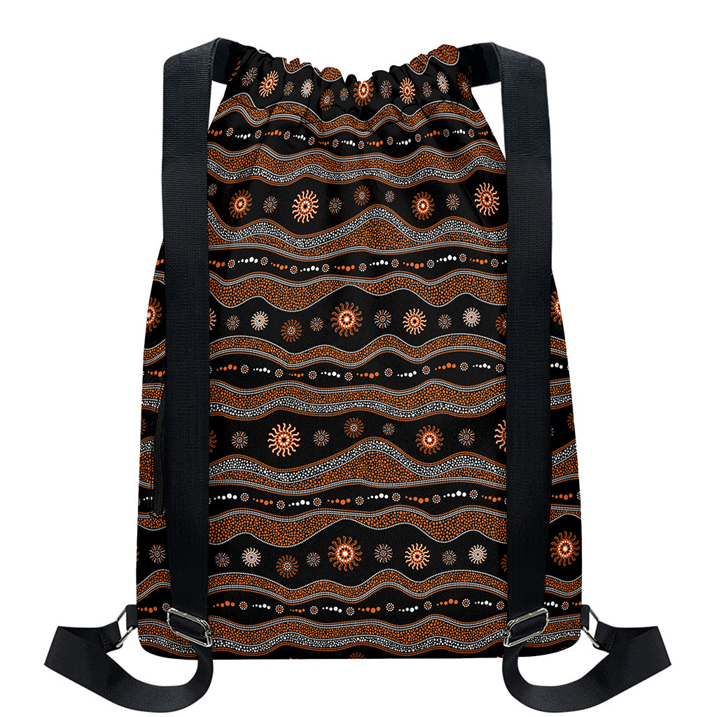 Australian Aboriginal Art Pattern Print Drawstring Backpack