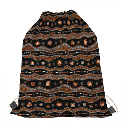 Australian Aboriginal Art Pattern Print Drawstring Bag