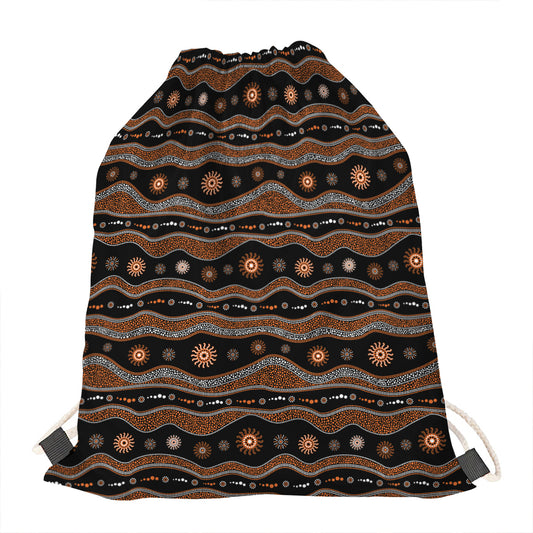 Australian Aboriginal Art Pattern Print Drawstring Bag