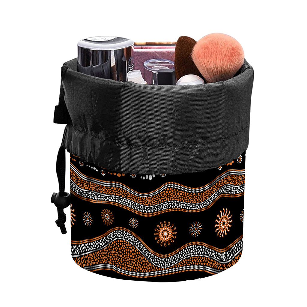 Australian Aboriginal Art Pattern Print Drawstring Makeup Bag