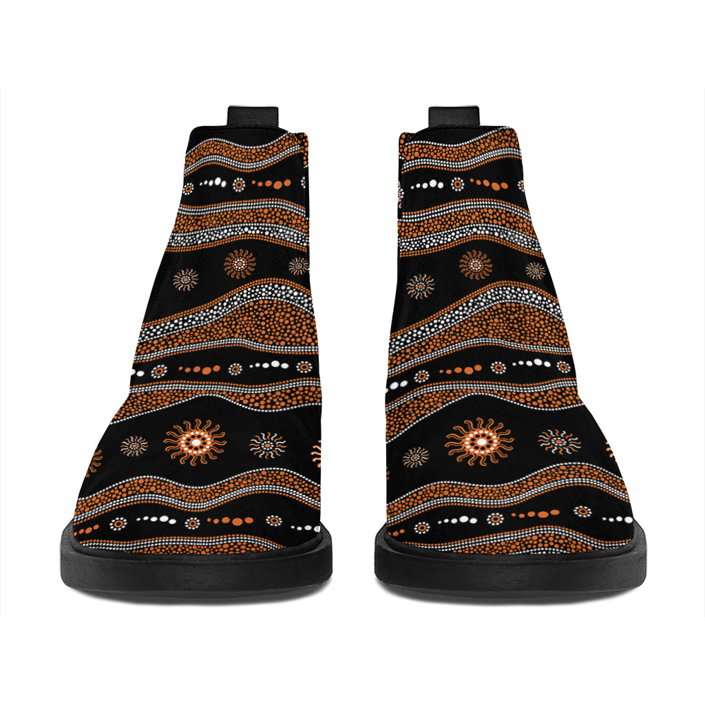 Australian Aboriginal Art Pattern Print Flat Ankle Boots