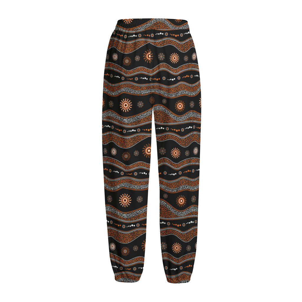 Australian Aboriginal Art Pattern Print Fleece Lined Knit Pants